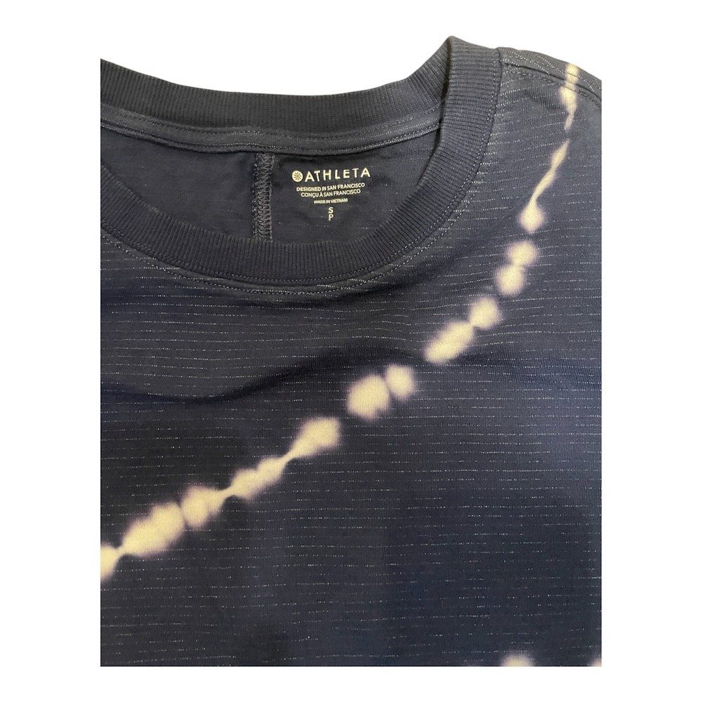 Athleta Navy‎ Blue Tie Dye Textured Crew Neck Sweatshirt Womens Small - Picture 5 of 5